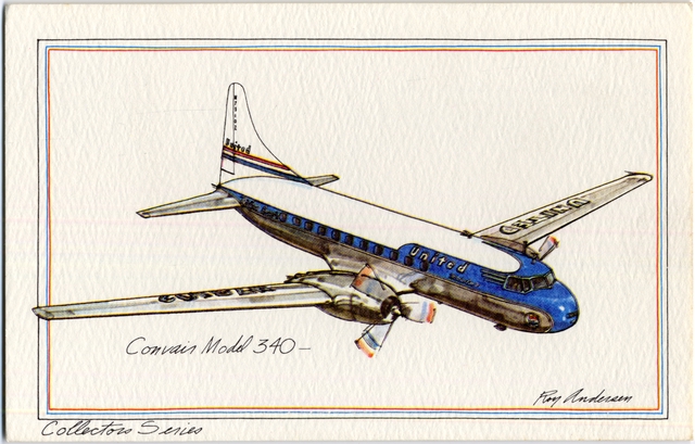Postcard: United Air Lines, Convair 340