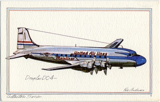 Image: postcard: United Air Lines, Douglas DC-4