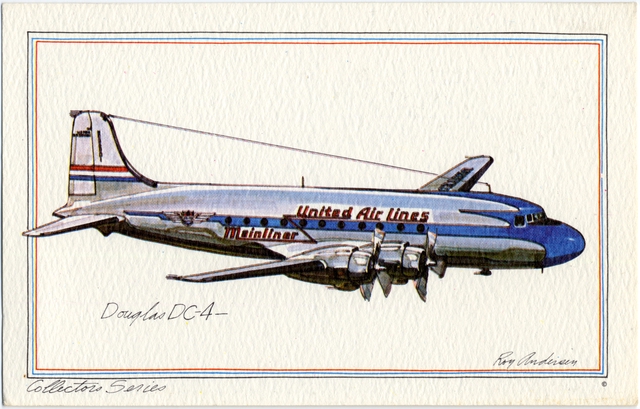 Postcard: United Air Lines, Douglas DC-4