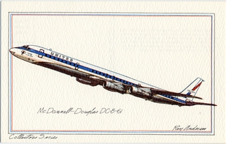 Image: postcard: United Air Lines, Douglas DC-8-61