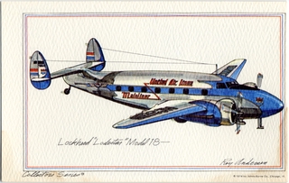 Image: postcard: United Air Lines, Lockheed L-18 Lodestar