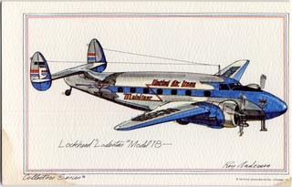 Image: postcard: United Air Lines, Lockheed L-18 Lodestar