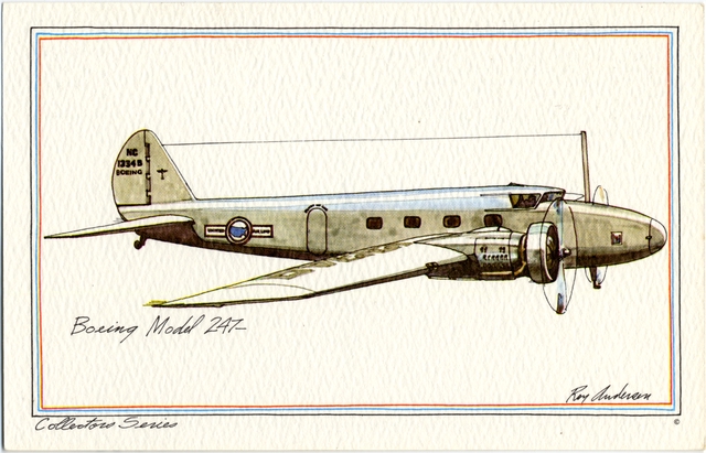 Postcard: United Air Lines, Boeing 247
