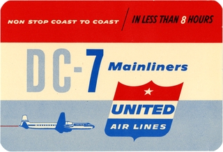 Image: luggage label: United Air Lines, Douglas DC-7