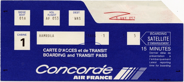 Boarding pass: Air France, Concorde