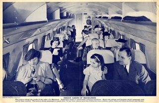 Image: airline promotional print: United Air Lines, Douglas DC-3 interior