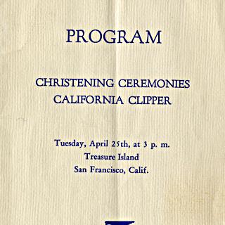 Image #1: event program: Pan American Airways System, Christening ceremonies, California Clipper