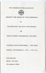 Image: invitation: Pan American World Airways, 40th anniversary of Trans-pacific commercial aviation