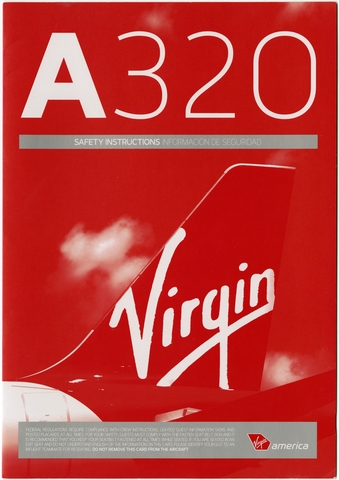 Safety information card: Virgin America, Airbus A320