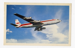 Image: postcard: TWA (Trans World Airlines), Boeing 707 “SuperJet”