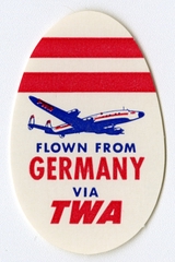 Image: luggage label: TWA (Trans World Airlines), Lockheed L-749 Constellation