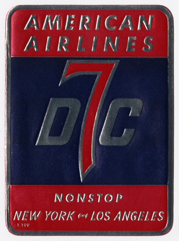 Luggage label: American Airlines, Douglas DC-7