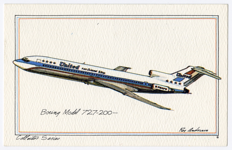 Image: postcard: United Air Lines, Boeing 727-200