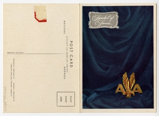 Image: menu: American Airlines, postcard