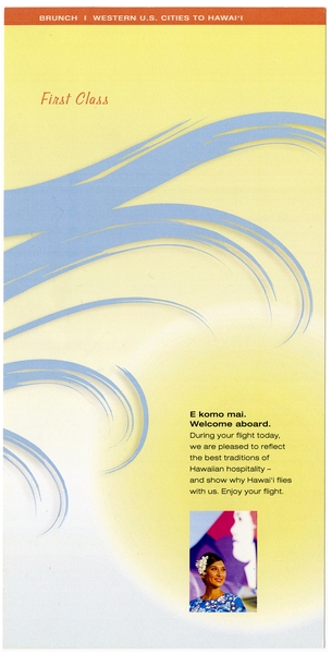 Image: menu: Hawaiian Airlines, First Class