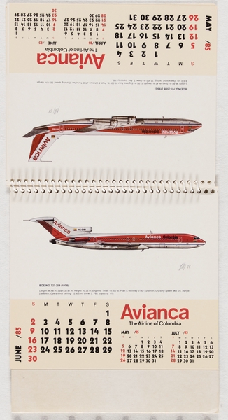 Image: desk calendar: Avianca Airlines, 1985