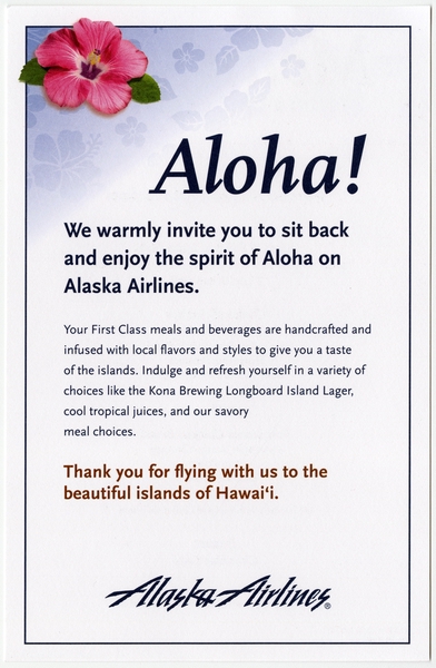 Image: menu: Alaska Airlines