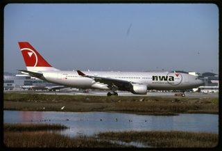 Image: slide: Northwest Airlines, Airbus A330, San Francisco International Airport (SFO)