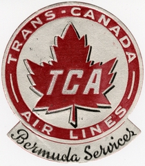 Image: luggage label: Trans-Canada Air Lines (TCA), Bermuda