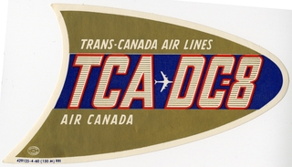 Image: luggage label: Trans-Canada Air Lines (TCA), Douglas DC-8