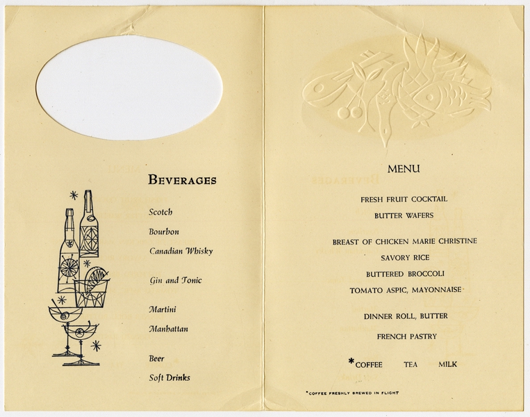 Image: menu: TWA (Trans World Airlines)