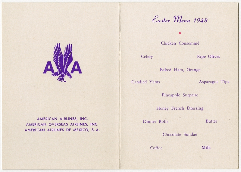 Image: menu: American Airlines, Easter