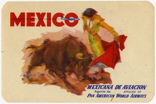 Image: luggage label: Mexicana de Aviacion, Pan American World Airways