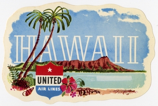 Image: luggage label: United Air Lines, Hawaii