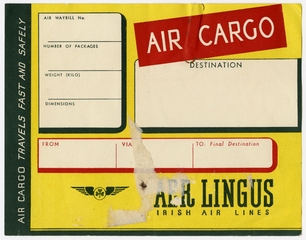 Image: shipping label: Aer Lingus, cargo