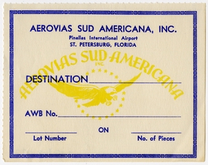 Image: baggage destination label: Aerovias Sud Americana