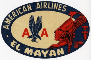Image: luggage label: American Airlines, El Mayan