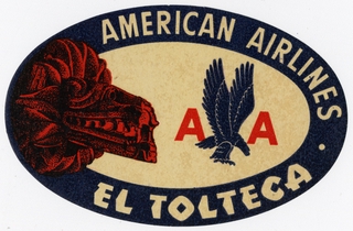 Image: luggage label: American Airlines, El Tolteca
