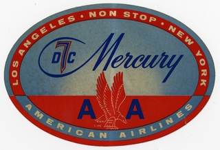 Image: luggage label: American Airlines, Douglas DC-7C