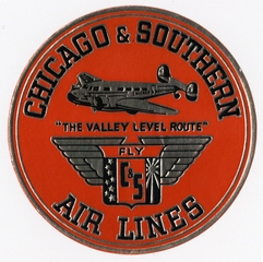Image: luggage label: Chicago and Southern Air Lines (C&S)