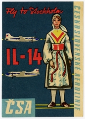 Image: luggage label: Ceskoslovenske Aerolinie, Ilyushin Il-14