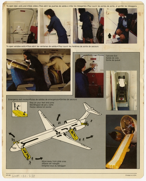 Image: safety information card: American Airlines, McDonnell Douglas MD-80