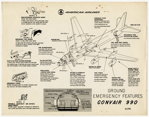 Image: safety information card: American Airlines, Convair 990