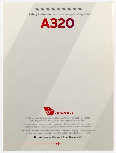 Image: safety information card: Virgin America, Airbus A320