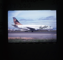 Image: slide: Frontier Airlines, Boeing 737-200, San Francisco International Airport (SFO)