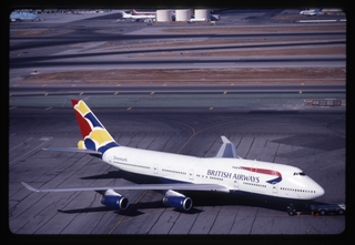 Image: slide: British Airways, Boeing 747-400, San Francisco International Airport (SFO)