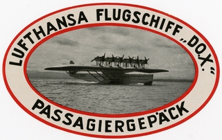 Image: luggage label: Lufthansa Flugschiff, Dornier DO X