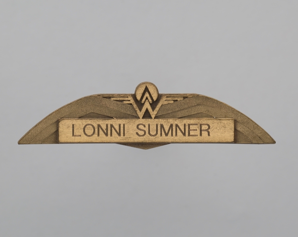 Flight attendant wings and name pin: America West Airlines, Lonni Sumner