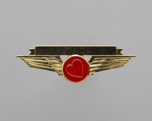 Image: flight attendant wings and name pin: Southwest Airlines, Patricia