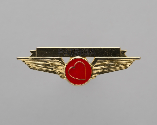 Flight attendant wings and name pin: Southwest Airlines, Patricia