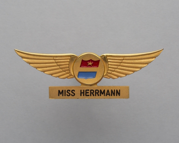 Stewardess wings and name pin: United Air Lines, Miss Herrmann