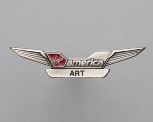 Image: flight attendant wings and name pin: Virgin America, Art