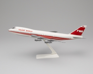 Image: model airplane: TWA (Trans World Airlines), Boeing 747-200