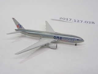 Image: miniature model airplane: American Airlines, Boeing 777-200