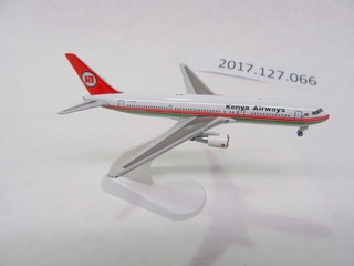 Image: miniature model airplane: Kenya Airways, Boeing 767-300