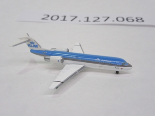 Image: miniature model airplane: KLM (Royal Dutch Airlines), Cityhopper Fokker 70